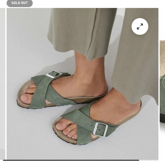 Birkenstock Siena Suede Leather Green Thyme sparkle Like New EU 37 / US 6.5 - 7 - Picture 14 of 16